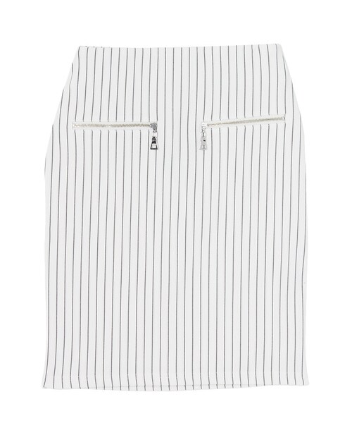 EMODA（エモダ）の「ZIPデザインRIBタイトスカート（スカート・レディース・ホワイト/ブラック/グリーン/ライトミックス・S/M）」の4枚目の写真