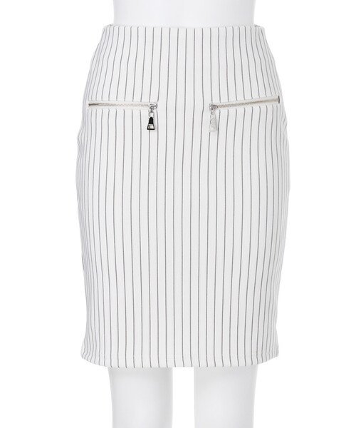EMODA（エモダ）の「ZIPデザインRIBタイトスカート（スカート・レディース・ホワイト/ブラック/グリーン/ライトミックス・S/M）」の5枚目の写真