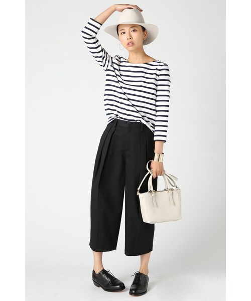 JOURNAL STANDARD（ジャーナルスタンダード）の「《予約》Cギャバクロップドワイドパンツ◆（パンツ・レディース・ブラック/ホワイト/ベージュ・36/38/40）」の4枚目の写真