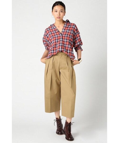 JOURNAL STANDARD（ジャーナルスタンダード）の「《予約》Cギャバクロップドワイドパンツ◆（パンツ・レディース・ブラック/ホワイト/ベージュ・36/38/40）」の6枚目の写真