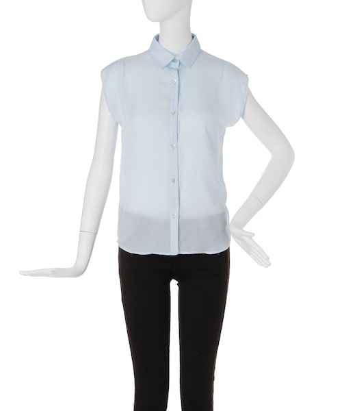 MURUA（ムルーア）の「【FEMININE】シフォンノースリブラウス（トップス・レディース・ホワイト/アイスブルー・F）」の2枚目の写真