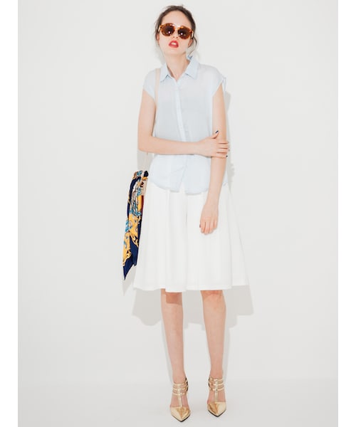 MURUA（ムルーア）の「【FEMININE】シフォンノースリブラウス（トップス・レディース・ホワイト/アイスブルー・F）」の3枚目の写真