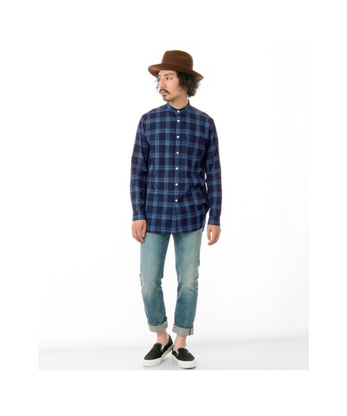 URBAN RESEARCH（アーバンリサーチ）の「バンドカラー ロングシャツ（トップス・メンズ・インディゴ/グレー/ホワイト・M/L）」の5枚目の写真