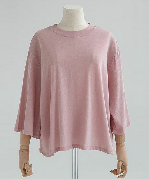 DHOLIC（ディーホリック）の「SS仕様コットンボックスTシャツ（Tシャツ/カットソー・レディース・ベージュ/ライトピンク/グレー/ブラック/ライトカーキ/アイボリー/ディープグレー/ピンク・FREE）」の7枚目の写真