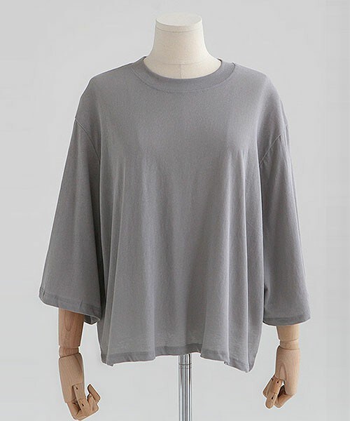 DHOLIC（ディーホリック）の「SS仕様コットンボックスTシャツ（Tシャツ/カットソー・レディース・ベージュ/ライトピンク/グレー/ブラック/ライトカーキ/アイボリー/ディープグレー/ピンク・FREE）」の4枚目の写真