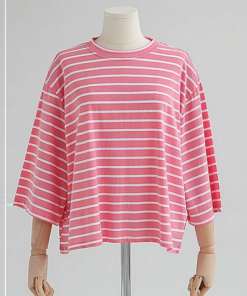 DHOLIC（ディーホリック）の「SS仕様コットンボックスTシャツ（Tシャツ/カットソー・レディース・ベージュ/ライトピンク/グレー/ブラック/ライトカーキ/アイボリー/ディープグレー/ピンク・FREE）」の8枚目の写真