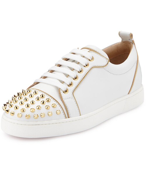 christian louboutin white spiked sneakers