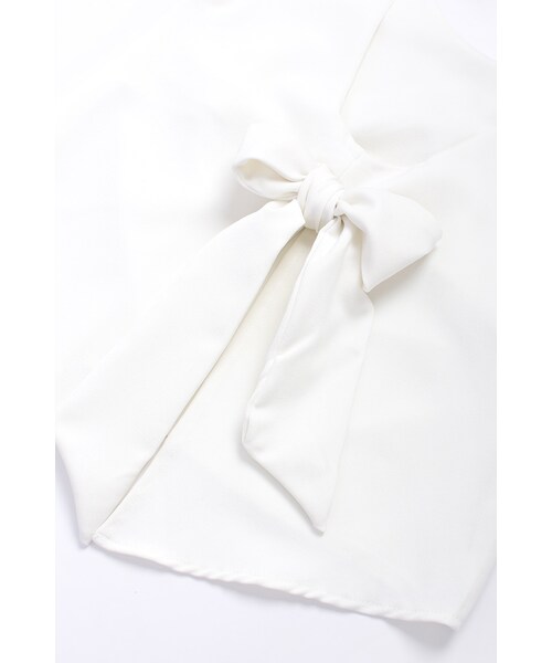 ORENDA（オレンダ）の「後綁蝴蝶結開衩的好搭背心上衣（トップス・レディース・白/黑・F）」の8枚目の写真