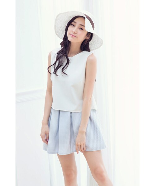 ORENDA（オレンダ）の「後綁蝴蝶結開衩的好搭背心上衣（トップス・レディース・白/黑・F）」の6枚目の写真