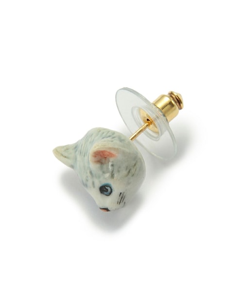 【最終価格】nach ナッシュ 陶器でできた猫のピアス nach 猫 ピアス レディース フランス ブランド アニマル ネコ