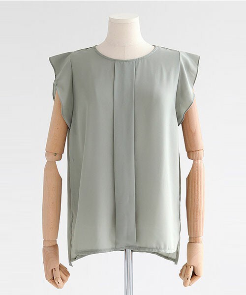 DHOLIC（ディーホリック）の「フロントタックフリルスリーブブラウス（シャツ/ブラウス・レディース・アイボリー/カーキ/ブラック・FREE）」の3枚目の写真