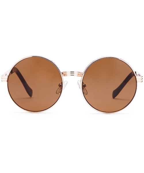 FOREVER 21(フォーエバー トゥエンティーワン)の「FOREVER 21 Stacked Metal-Frame Round Sunglasses(サングラス・レディース・Brown・One size)」の3枚目の写真