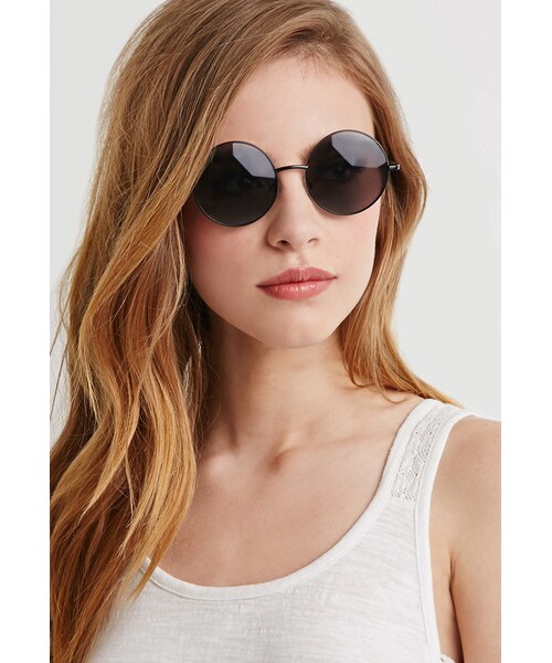 FOREVER 21（フォーエバー トゥエンティーワン）の「FOREVER 21+ Matte Frame Round Sunglasses（サングラス・レディース・Black・One size）」の2枚目の写真