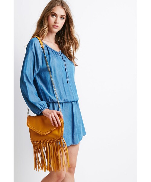 FOREVER 21（フォーエバー トゥエンティーワン）の「FOREVER 21+ Faux Leather Fringe Crossbody（ショルダーバッグ・レディース・Black/White/Orange・One size）」の17枚目の写真