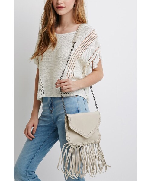 FOREVER 21（フォーエバー トゥエンティーワン）の「FOREVER 21+ Faux Leather Fringe Crossbody（ショルダーバッグ・レディース・Black/White/Orange・One size）」の9枚目の写真