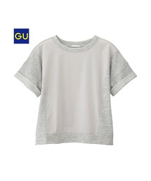 GU | （GU）ボクシークロップドスウェット（半袖）(トップス)