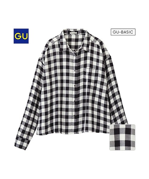 GU（ジーユー）の「（GU）チェックシャツ（ショート・長袖）（WOMEN ⁄ シャツ・ブラウス）」 WEAR