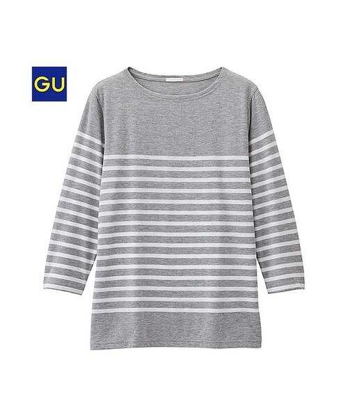 GU（ジーユー）の「（GU）ボーダーボートネックＴ（７分袖）Ｂ（MEN ⁄ カットソー・メンズ・NAVY/WHITE/BLACK/MUSTARD/GRAY/DARK GREEN・M/XL/S/L）」の4枚目の写真