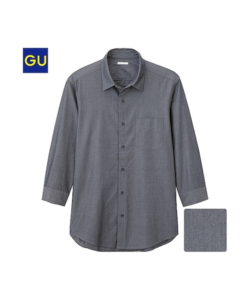 GU（ジーユー）の「（GU）ブロードシャツ（７分袖）Ａ（MEN ⁄ シャツ・メンズ・PINK/NAVY/DARK GRAY/WHITE・XL/S/M/L）」の3枚目の写真