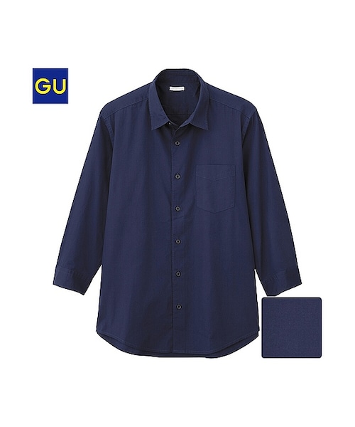 GU（ジーユー）の「（GU）ブロードシャツ（７分袖）Ａ（MEN ⁄ シャツ・メンズ・PINK/NAVY/DARK GRAY/WHITE・XL/S/M/L）」の4枚目の写真