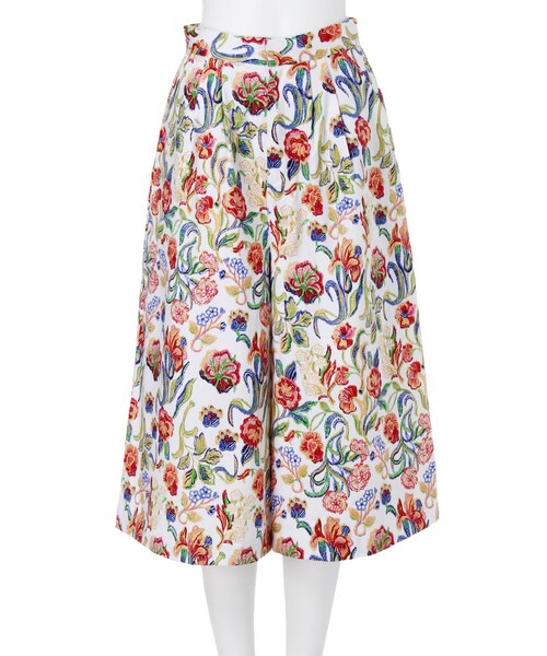 EVRIS（エヴリス）の「フラワーワイドミディパンツ（パンツ・レディース・ホワイト/ブラック・S/M）」の5枚目の写真