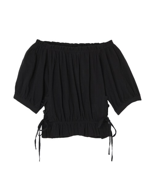 merry jenny（メリージェニー）の「レースアップオフショルブラウス（トップス・レディース・オフホワイト/グレー/ブラック・F）」の2枚目の写真