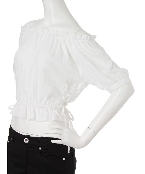 merry jenny（メリージェニー）の「レースアップオフショルブラウス（トップス・レディース・オフホワイト/グレー/ブラック・F）」の8枚目の写真