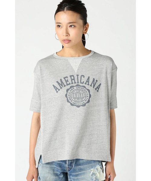 MUSE de Deuxieme Classe AMERICANATシャツ AMERICANA/アメリカーナ】 MESSAGE Tシャツ(NAVY)（Tシャツ