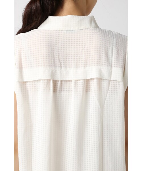 La TOTALITE（ラトータリテ）の「シアーチェックボウタイブラウス（トップス・レディース・ホワイト/ネイビー・フリー）」の7枚目の写真