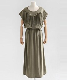 DHOLIC | Vフリンジブラウジングロングワンピース(ワンピース)