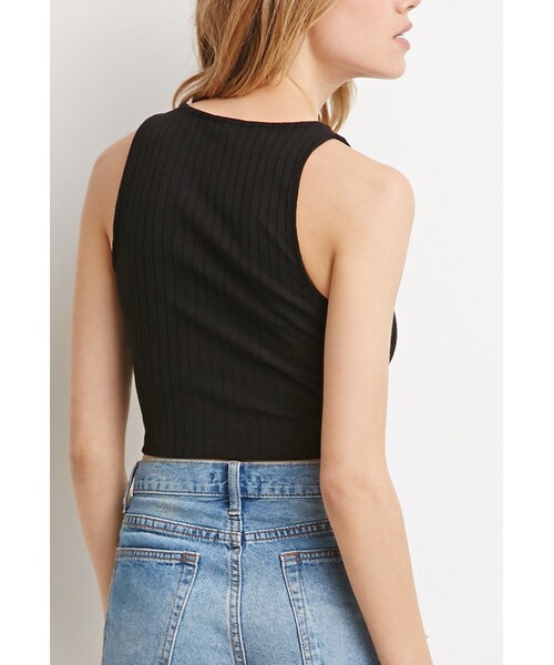 FOREVER 21(フォーエバー トゥエンティーワン)の「FOREVER 21 Ribbed Knit Tank(タンクトップ・レディース・Black/Green/White・X-Small/Small/Medium/Large/X-Large)」の4枚目の写真