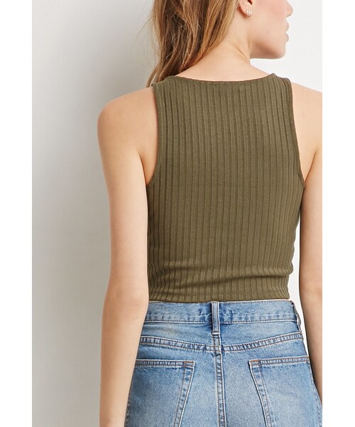 FOREVER 21(フォーエバー トゥエンティーワン)の「FOREVER 21 Ribbed Knit Tank(タンクトップ・レディース・Black/Green/White・X-Small/Small/Medium/Large/X-Large)」の7枚目の写真