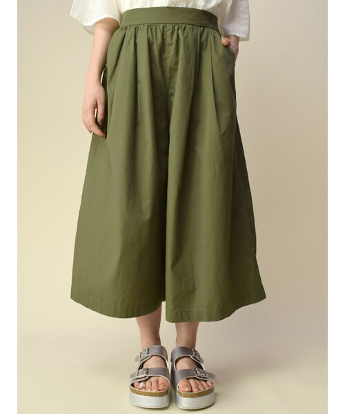 w closet（ダブルクローゼット）の「ツイルギャザーガウチョパンツ（パンツ・レディース・オフホワイト/レッド/カーキ・FREE）」の4枚目の写真