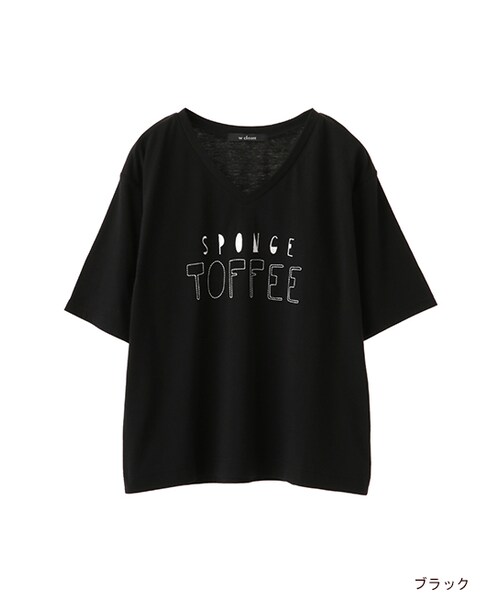 w closet（ダブルクローゼット）の「刺繍入りVネックTシャツ（トップス・レディース・オフホワイト/グレー/ブルー/ブラック・FREE）」の2枚目の写真
