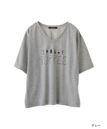 w closet | 刺繍入りVネックTシャツ(トップス)