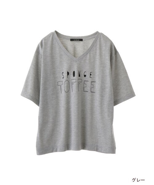 w closet（ダブルクローゼット）の「刺繍入りVネックTシャツ（トップス・レディース・オフホワイト/グレー/ブルー/ブラック・FREE）」の3枚目の写真