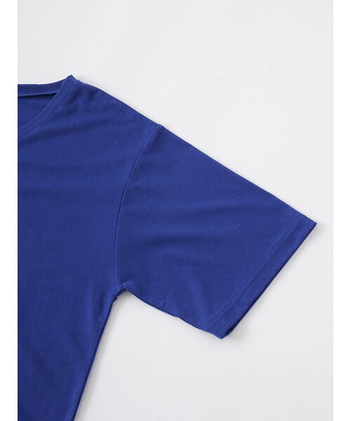 w closet（ダブルクローゼット）の「刺繍入りVネックTシャツ（トップス・レディース・オフホワイト/グレー/ブルー/ブラック・FREE）」の9枚目の写真