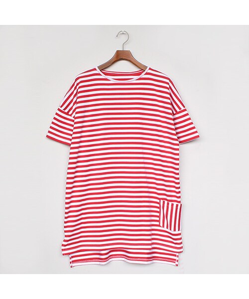 VOO(ヴォー)の「Good Line Tee(トップス・White x Red/White x Navy・1/KING)」の1枚目の写真