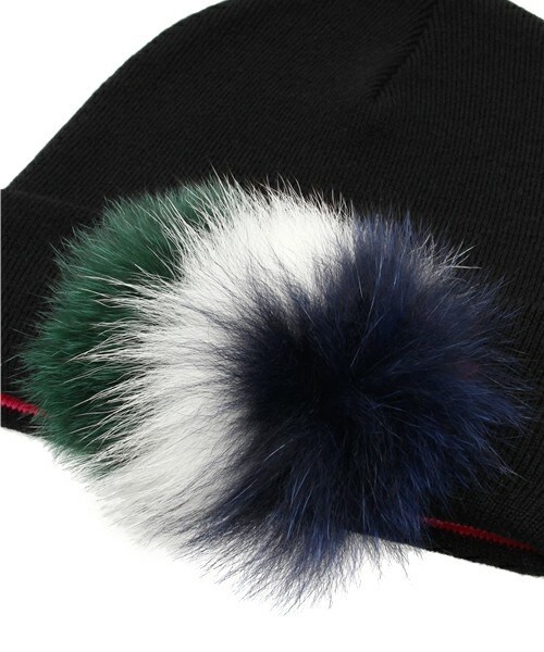 yoshiokubo（ヨシオクボ）の「yoshio kubo フォックスファー着脱ニットキャップ（ニットキャップ/ビーニー・メンズ・ブラック/ネイビー・FREE）」の4枚目の写真