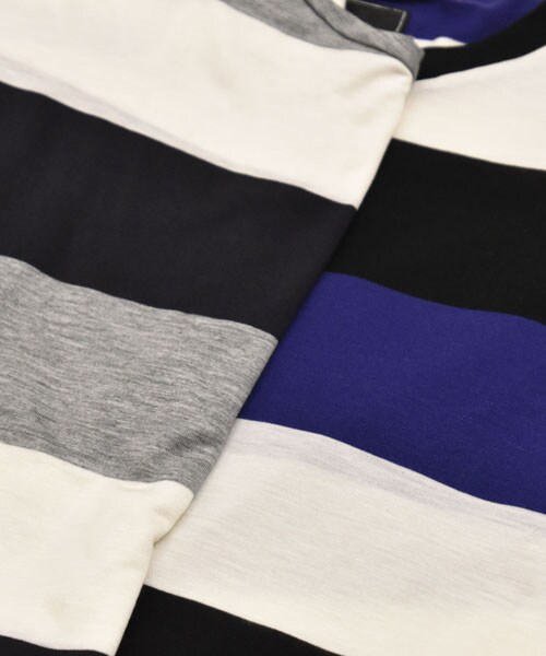 VIRGOwearworks（ヴァルゴウェアワークス）の「Breaking border ボーダー ドルマンカットソー（トップス・メンズ・WHT/PP/WHT/GRY・2/3/4）」の6枚目の写真