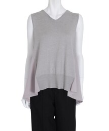 MERCURYDUO | 【DUO】 異素材切替ノースリVネックニット(トップス)