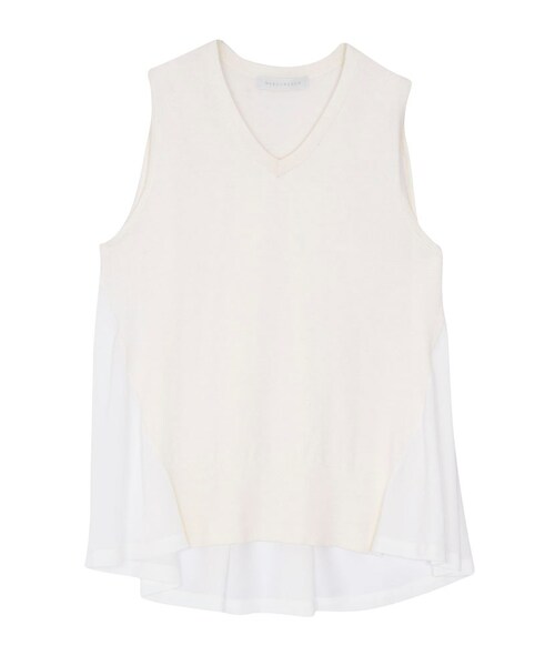 MERCURYDUO（マーキュリーデュオ）の「【DUO】 異素材切替ノースリVネックニット（トップス・レディース・オフホワイト/ライトグレー/ピンク/ネイビー・F）」の18枚目の写真