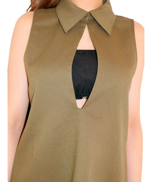 RESEXXY（リゼクシー）の「ジョーゼットスキッパーシャツトップス（トップス・レディース・オフホワイト/ブラック/カーキ）」の10枚目の写真