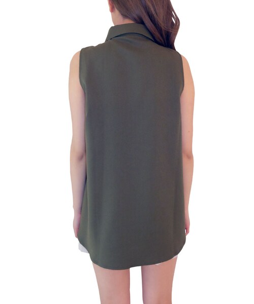 RESEXXY（リゼクシー）の「ジョーゼットスキッパーシャツトップス（トップス・レディース・オフホワイト/ブラック/カーキ）」の8枚目の写真