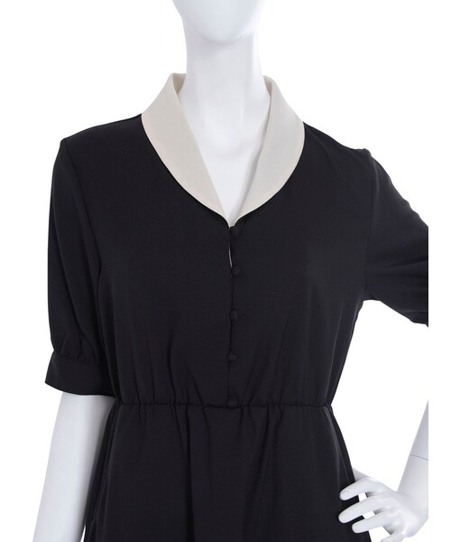 merry jenny（メリージェニー）の「配色ジョーゼットシャツワンピース（ワンピース/ドレス・レディース・オフホワイト/ブラック/ピンク・F）」の11枚目の写真