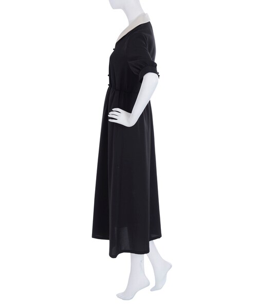 merry jenny（メリージェニー）の「配色ジョーゼットシャツワンピース（ワンピース/ドレス・レディース・オフホワイト/ブラック/ピンク・F）」の9枚目の写真