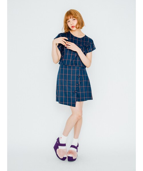 merry jenny（メリージェニー）の「チェックラップスカート（スカート・レディース・ブラック/ピンク/オレンジ・S/M）」の4枚目の写真