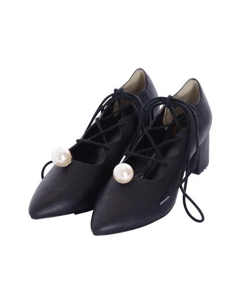 merry jenny(メリージェニー)の「レースアップパールパンプス(シューズ・レディース・ブラック/レッド/カーキ・M/L)」の4枚目の写真