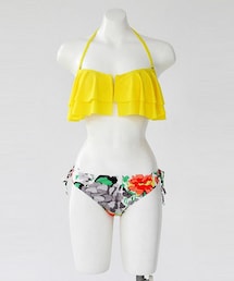 DHOLIC | フラワープリント×イエローフリルバンドゥビキニ(水着)
