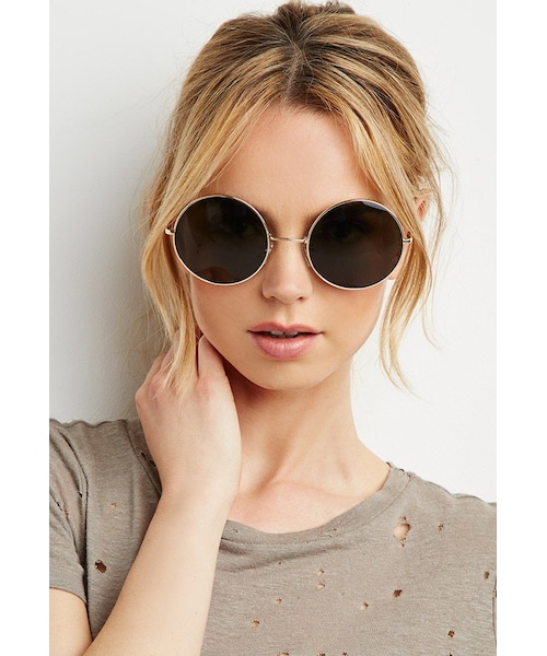 FOREVER 21（フォーエバー トゥエンティーワン）の「FOREVER 21 Oversized Round Metal Sunglasses（サングラス・レディース・Gold・One size）」の5枚目の写真